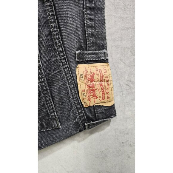 Levis 501 Jeans Mens 40x32Black Denim Button Fly Straight July 2011 - Picture 9 of 10